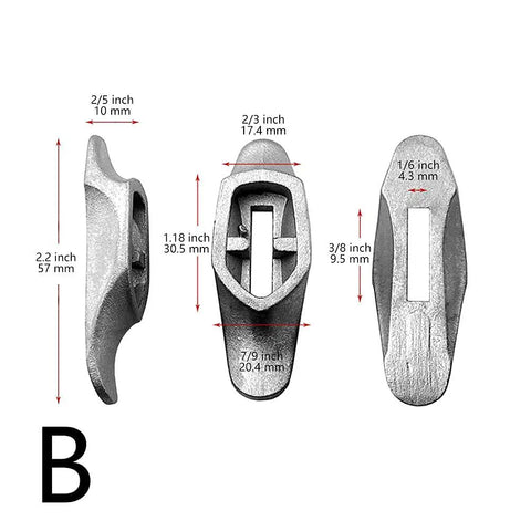 Stainless Steel Knife Finger Guard Set A And B For DIY Knifemaking, side and top views of B guard with precise measurements