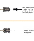 Diamond Mortar Raking Bit For Tuck Pointing And Masonry Cleanout, 4mm Diameter, 1 Inch Working Length shown with adapters