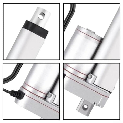 Built Different 12V Linear Actuator Packing 1500N Thrust And IP65 Waterproof Aluminum Housing close-up details of motor and connection points.
