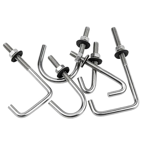 J-Bolt Kit 304 Stainless Steel 5 Pack With Nuts And Washers M6 Sizes 60mm 70mm 75mm 100mm 140mm 150mm Rugged Outdoor Ready
