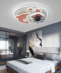 Slick Blue Blades LED Ceiling Fan With Remote Dimmable Light For Bedroom Kitchen Or Office Silent Operation 54 Watt modern ceiling fan in stylish bedroom.