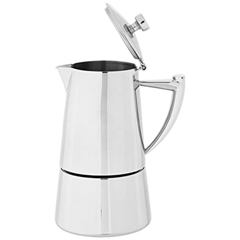 Stainless Steel Stovetop Espresso Maker For 6 Cups Easy To Clean Moka Pot With Heat Resistant Non Reactive Design Barista Grade Brew