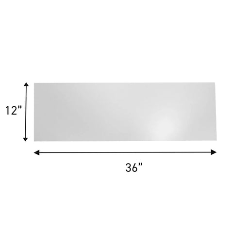 White Melamine Shelf Board Dope Durable Cabinet Replacement Shelf 36 Inch Long 12 Inch Wide For Cabinets Retail Thrift Business Home Or Office Storage Sleek And Sturdy, shown flat with 36 x 12 in dimensions