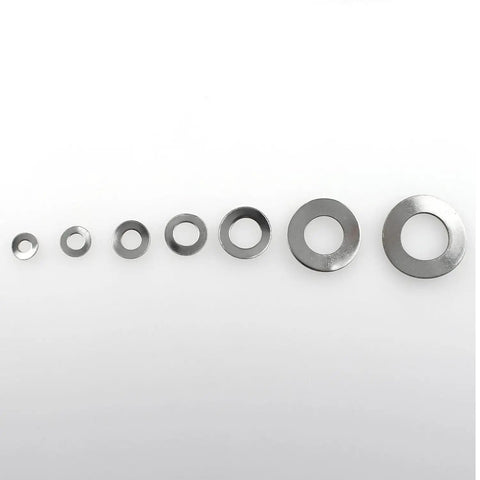 Beefy Stainless Steel Wave Washer Kit With Seven Common Sizes M3 To M12 For Electrical Connections In Domestic Appliances Automotive And Marine Use Corrosion Resistant 304 Stainless Steel, seven washers