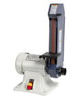 Heavy Duty 1 Inch Belt Grinder Bench Station For Deburring And Finishing Metal Or Wood With Lightning Fast 1800 Sfpm Drive adjustable table.