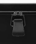 Black latch on Everyday Handy Portable Tool Storage Case For Home And Car Tools Lockable Metal Toolbox With Built In Organizer.