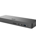 Thunderbolt 4 Docking Station Multiport Hub For Laptops And Desktops in sleek black design, showing USB-C and USB ports.