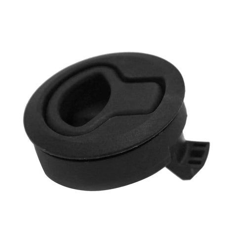 2.4 Inch Flush Pull Slam Latch Round Door Locking Handle For Boats And Cabinets Deck Locker Beefy Black Metal Hardware side view