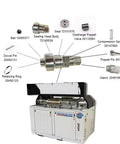 Diagram of Pro Grade Water Jet Sealing Head 20474378 Spare Parts For Glass Cutting Machines with labeled components