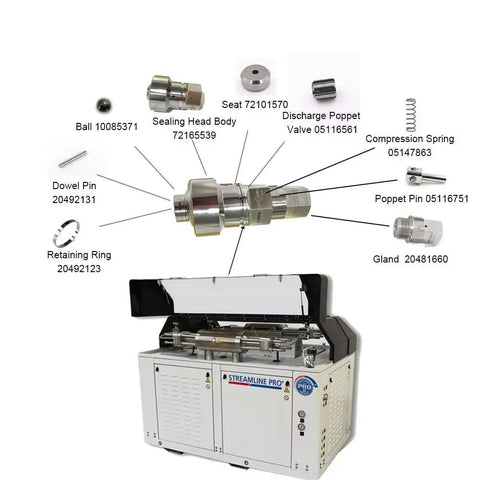 Diagram of Pro Grade Water Jet Sealing Head 20474378 Spare Parts For Glass Cutting Machines with labeled components