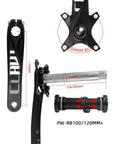 Fat Bike Crankset Hollow Integrated 170mm Arm With 32T 34T 36T 38T 40T 42T Single Chainring 104 BCD Aluminum Alloy For Snow And Beach Bikes Includes Bottom Bracket And 176mm 192mm Shaft Lengths, displaying parts layout.
