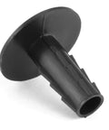 Skywalker black plastic single feed-through cable bushing with flange, side view.