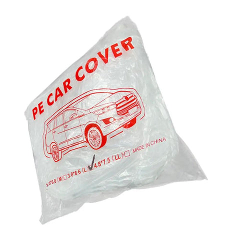 Package of Clear Disposable Car Cover Keepin It Dry Fits Any Car Up To 12.4 Ft By 21.6 Ft With Elastic Hems 3 Pack