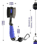 Two Pack Golf Club Brush With Oversized Head And Groove Cleaner Ready To Roll Retractable Spike 2 Ft Zipline shown with dimensions