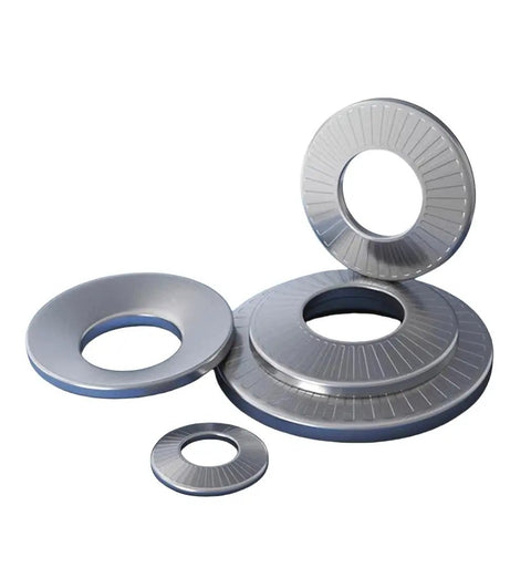 Conical Disc Spring Cup Washers 304 Stainless Steel Set Heavy Duty Three Eighths Inch Size Ten Pack With Narrow Medium And Wide Edges Corrosion Resistant Gasket Pack For Machinery And DIY Projects, assorted washers