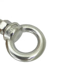 Close-up of 4 Pack M8 Stainless Steel Eye Bolts With Washers And Nuts, heavy duty ring eyebolt with 2 inch thread length