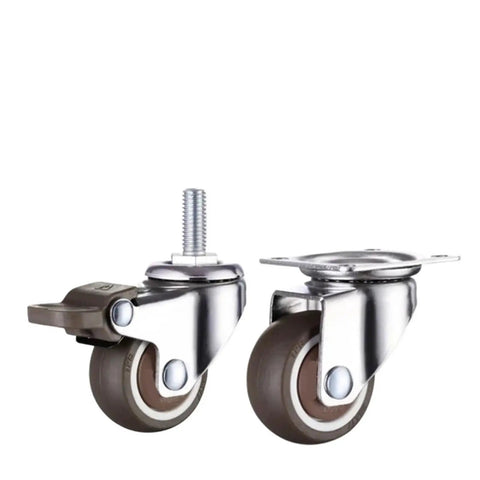 Heavy Duty Rubber Swivel Caster With Brake For Furniture And Trolleys, 1 Inch, 1.25 Inch, 1.5 Inch Or 2 Inch Stem, Smooth Rolling Wheel Castors