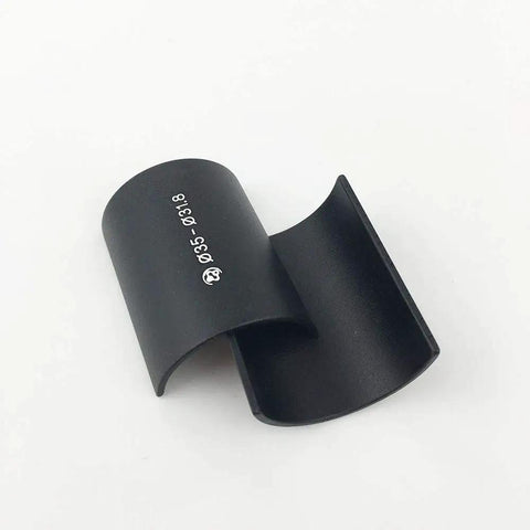 Bike Handlebar Shim And Stem Reducer Bore Adapter 31.8mm To 35mm Aluminum Alloy Black Ultra Lightweight 60mm Length 20g visible on white