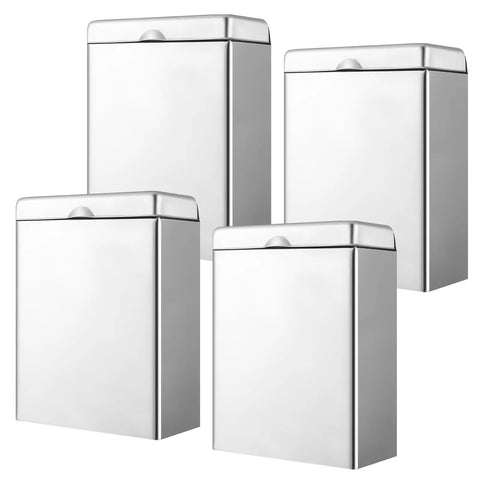 Four Pack Wall Mounted Sanitary Napkin Receptacle Stainless Steel Tampon Disposal Bins For Home Office And Public Restrooms Bathroom Natural Color