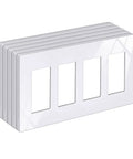 5 Pack 4 Gang Screwless Decorative Wall Plates For Light Switch Dimmer GFCI USB Receptacle Snow White USWP6 Series