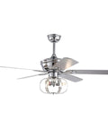 WEvalMC Ceiling Fan Chandelier 52 Inch with Wireless Operation, 5 Blades, 3, chrome finish and decorative light fixture.