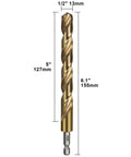 Heavy Duty Cobalt Drill Bit Set Three Sixteenth Inch Hex Shank, 10 Pack, showcasing bit dimensions and hex shank.