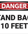 Stand Back 10 Feet Warning Metal Tin Sign 8x12 Inch For Factory Floor Safety And Maintenance Area, Durable Indoor Outdoor Sign