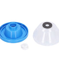 Hassle Free Shockproof Drill Dust Collector Clip Fits 4 To 10mm Bits With Screw Off Clear Cover shown in blue and clear components.