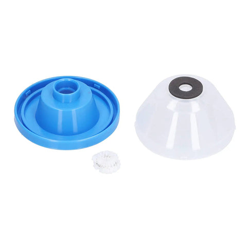 Hassle Free Shockproof Drill Dust Collector Clip Fits 4 To 10mm Bits With Screw Off Clear Cover shown in blue and clear components.