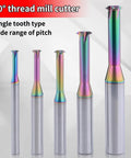 Beefy DLC Coated Carbide Thread Milling End Mills For Aluminum CNC Metalworking 60 Degree Threading Tools 5 Piece Set With D2.35mm to D6.0mm