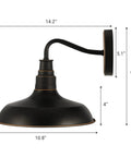 Dimensions of Gooseneck Outdoor Barn Light Wall Sconce 2 Pack Rustic Bronze Exterior Porch Lighting With White Interior Reflector