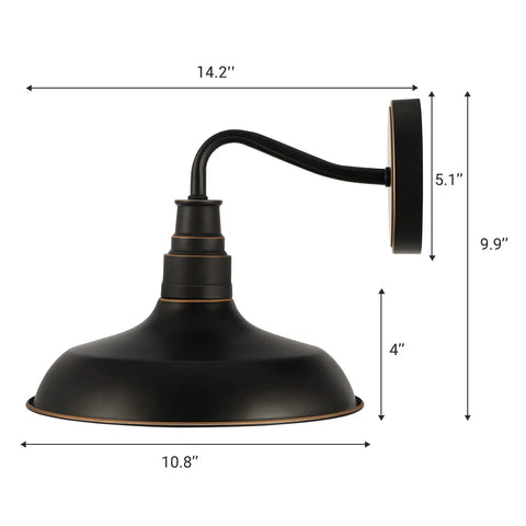 Dimensions of Gooseneck Outdoor Barn Light Wall Sconce 2 Pack Rustic Bronze Exterior Porch Lighting With White Interior Reflector
