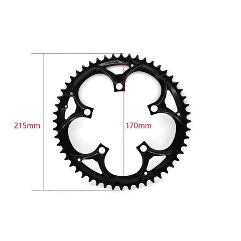 52T Chain Wheel for TSDZ2 TSDZ 2B Electric Bike Motor Upgrade, black alloy chainring, dimensions 215mm by 170mm