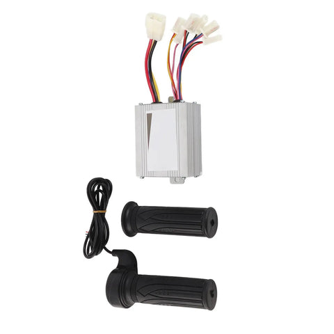 Beefed Up Aluminum Alloy 500W Brush Motor Speed Controller with Smooth Throttle Grip and Undervoltage Protection 8.5V for bikes and scooters
