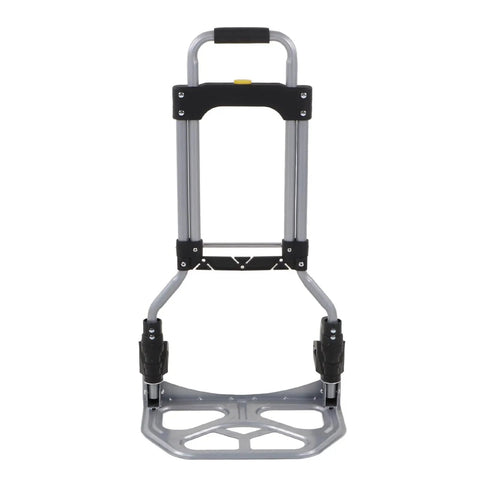 Front view of Badass Heavy Duty Foldable Hand Truck With Two Wheel Mobile Platform and Roll Smooth As Butter Silent Casters 154 Lb Capacity.