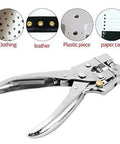 Heavy Duty Eyelet Pliers Kit with 100 Steel Eyelets, 6.5 Inch Grommet Tool for Plastic, Paper, and Card showing materials use