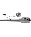 AngyMeck 32-inch stainless steel tilt manual steering column with 9-hole wheel adapter and mounting hardware (side view)