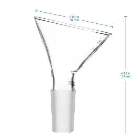Beefy Oblique Offset Glass Funnel With 60 Degree Angle, 75mm Borosilicate Powder Funnel With 24 40 Joint For Lab Use, Heavy Duty Build