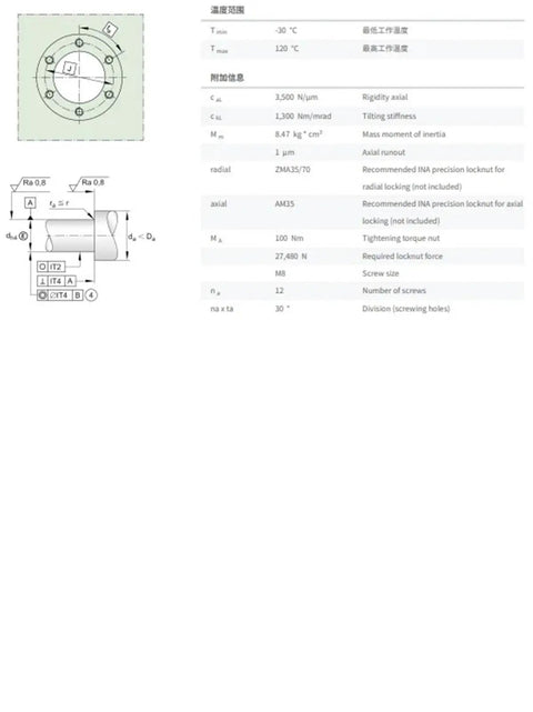Technical diagram of High Precision XSU Cylindrical Crossed Roller Bearing For Machine Tools With P5 P4 Tolerances