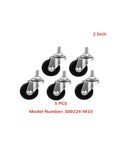 Five Pack 2 Inch Light Black PP Stem Casters Movable Screw In M10 Furniture Universal Wheels For Home Office Cabinets Desks