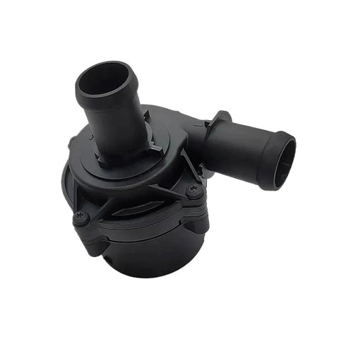 Top Shelf 12V Electric Engine Cooling Water Pump Keeps Your Rig Cool With Hella Reliable Leak Resistant Build Stops Overheating For Chevy Bolt Buick Daily Drivers, black plastic construction, side view.