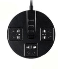 Straight Up Heavy Duty Smart Power Strip Featuring Four Usb Fast Charging Ports And Child Safe Outlets Flame Resistant Surge Guard With Long Cord viewed from above with USB ports and outlets visible.