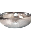Knockout Round Vessel Bathroom Sink 15 Gauge Hand Hammered Copper Polished Nickel Finish with textured surface detail.