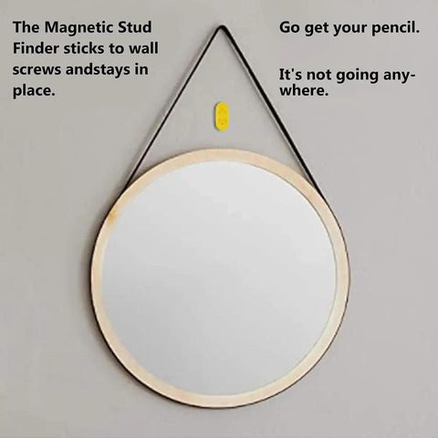 BSTiltion Magnetic Stud Finder for Wall Mounting Projects used on a wall with a mirror, showing its magnetic feature in action.