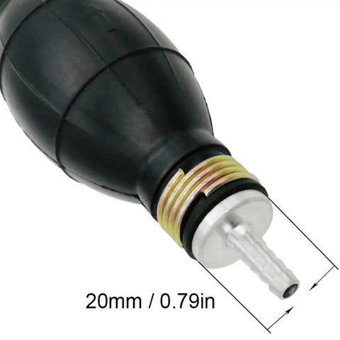 Close-up of Six Millimeter And One Quarter Inch Rubber Fuel Transfer Vacuum Hand Primer Pump Bulb nozzle showing measurements