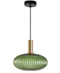Industrial Vintage Glass Pendant Lighting With Brass Finish For A Dope Modern Retro Look Green Glass Shade 11.8 Inch
