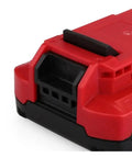 Heavy Duty 20V Lithium Ion Battery Dual Pack 4 Ah Replacement For Porter Cable Power Tools, close-up view of battery terminals and connection.