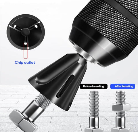 Pro Grade Deburring External Chamfer Tool With Tungsten Carbide Blade for quick deburring of steel screws and bolts