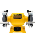 Heavy Duty Six Inch Bench Grinder Built Tough To Slash Blade Dullness And Polish Metal Bits With Ease While Serving As A Rock Solid Wire Wheel Rig To Strip Rust And Grime Away On All Your Favorite Shop Projects.