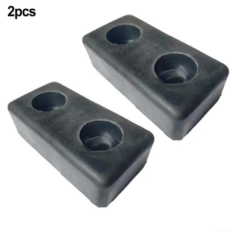 2 Pack Rubber Feet For Fitness Equipment, Shock Absorbing Vibration Dampening Pads, black rubber with two holes, side view